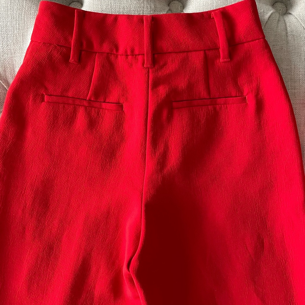 Aritzia Babaton Wildred japanese crepe tie front jallada pant - red size 00 - Picture 9 of 11